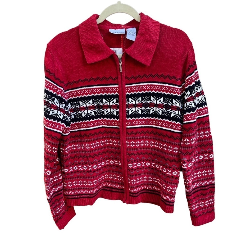 CROFT & BARROW FAIR ISLE ZIP UP SWEATER